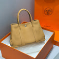 HERMES 25S GARDEN PARTY 30 IN CARAMEL CALFSKIN
